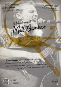Affiche du concert de Matt Gombau le 23 septembre 2026 au Nomade.